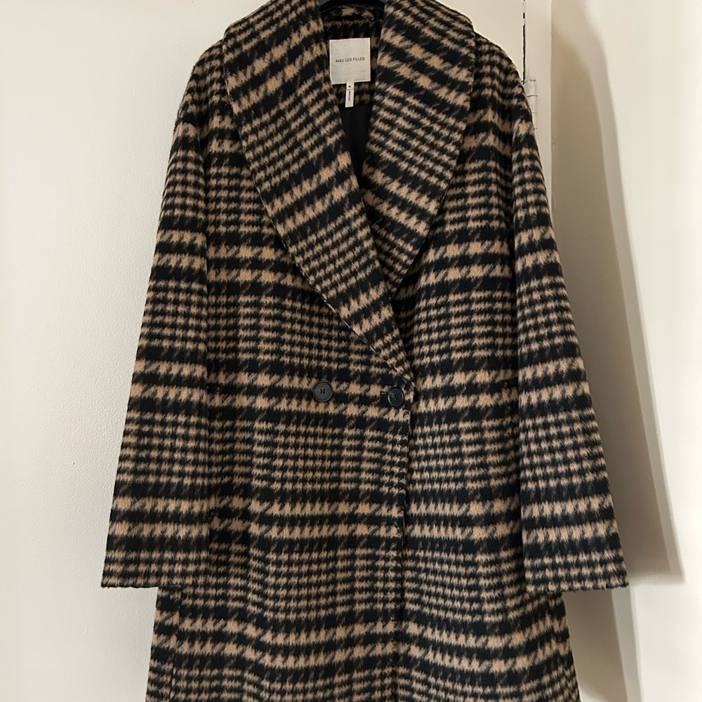 Avec Les Filles Black and Tan Trench Coat